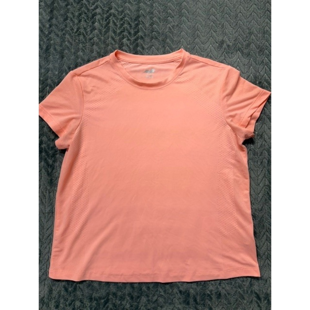 Avia Womens Short Sleeve Mesh Activewear Top Peach Coral Size M 8-10 0597